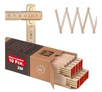 Metrie™ Mètres Pliants Perfekt 10 - Lot de 10x 2m | Naturel | Bois Laqué, Articulations Acier - Graduation Duplex, Fabriqué en UE | Mètres en Bois Robustes & Précis | CE Classe III
