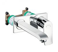 Metris Set Mitigeur monocommande lavabo encastré mural Chrome Bec long + Bonde écoulement libre + Corps encastré (31086000-SET)