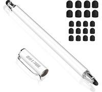 Metro 2 in 1 Stylus Tablet Stylus Fine Tip Capacitive Touch Screen Pen + 20 Replacement Tips for Smartphones Tablets iPhone iPad Samsung Galaxy Huawei (White)