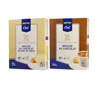 METRO Chef Préparations : Mousse au chocolat (1 kg) & Mousse au chocolat blanc et coco (820 g)