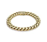 Metro Jewelry Bracelet gourmette pour homme en acier inoxydable plaqué or jaune - 22,9 cm de long et 10 mm de large
