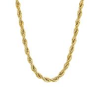 Metro Jewelry Chaîne en acier inoxydable pour homme avec placage ionique noir ou deux tons or jaune, 4 mm, 45,7 à 76,2 cm de long avec pince de homard, Métal, Pas de gemme