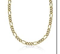 Metro Jewelry Chaîne Figaro épaisse en acier inoxydable pour homme avec placage ionique jaune ou noir, 55,9 à 76,2 cm de long, 11 mm avec fermoir mousqueton, Métal, Pas de gemme