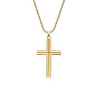Metro Jewelry Pendentif minimaliste en forme de croix en acier inoxydable pour homme avec placage ionique or noir ou jaune, 61 cm de long, chaîne vénitienne, griffe de homard, Métal, Pas de gemme