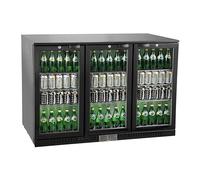 METRO Professional Arrière bar 3 portes GBC3003, aluminium/verre, 135 x 53 x 86,5 cm, 308 L, froid ventilé, 160 W, avec serrure, noir, pour cafés & restaurants, bar, kiosques etc