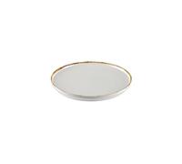 METRO Professional Assiette Plate Ateo, Porcelaine, Ø 20cm, Beige avec Bordure Marron, Lot de 6