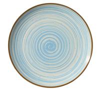 METRO Professional Assiette Plate en Grès, 26 cm, Motif Spirale Bleu, Empilable, Lot de 6