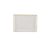 METRO Professional Assiettes Plates Rectangulaires, Porcelaine, 23 x 17 cm, Bord Doré, Beige, Lot de 6