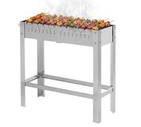 METRO Professional Barbecue au Charbon de Bois Karasu, Acier Inoxydable, Rectangulaire, avec 12 Piques en Acier Inoxydable, Résistant à l'Intempérie, Argent