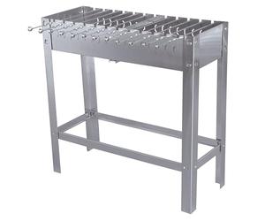 METRO Professional Barbecue au Charbon de Bois Karasu, Acier Inoxydable, Rectangulaire, avec 12 Piques en Acier Inoxydable, Résistant à l'Intempérie, Argent