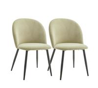 METRO Professional Chaises de Restaurant Lika, Lot de 2, Velours Vert Clair, Pieds Noirs, 51 x 56 x 81 cm