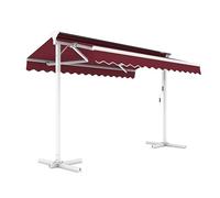 Metro Professional Double Store Mobile, Aluminium/Acier/Polyester, 3.5 x 3 m, avec système d'ouverture à manivelle, Bordeaux/Blanc