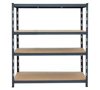 METRO Professional Étagère de rangement en métal pour charges lourdes, 180 x 160 x 60 cm, 4 tablettes réglables, grise