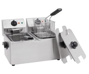 METRO Professional Friteuse double GDF3024, Fryer électrique inox, 2 x 4 L, Appareil de cuisson pour frites, huile, professionnel
