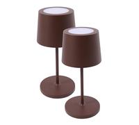 METRO Professional Lampe de table LED SANA II, set de 2, alu/polycarbonat, Ø 11.5 x 25cm, connexion USB, contrôle tactile, dimmable, étanche, marron