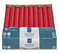 METRO Professional Lot de 30 Bougies de Table, Ø 21.5 mm (180 mm de long), Durée de combustion 6h, rouge