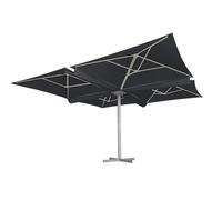 METRO Professional Parasol carré quadruple Tomoko, aluminium/polyester, 4 x 4 m, protection UV, déperlant, anthracite/platine (anthracite/platine)