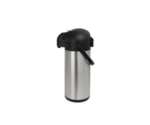 METRO Professional Pichet à pompe isotherme 3 litres - Acier Inoxydable 18/8, Argenté/Noir