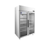 METRO Professional Réfrigérateur à Porte Vitrée GRE1400G, 131.4 x 80.5 x 209 cm, 940 L, Argenté
