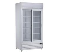 METRO Professional Réfrigérateur double porte vitrée GSC3800, 690L, froid ventilé, 510 W, blanc, 10 étagères réglables, bar, restauration, boissons