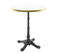METRO Professional Table de Terrasse Gloria, Pied en Fonte/Plateau en Pierre Frittée/Cerclage Doré, Ø 61 x 74 cm, Ronde, Blanc/Noir