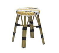 METRO Professional Tabouret Bas Pigalle, empilable, Aluminium/rotin PE, Ø 45 x 47 cm, Jaune