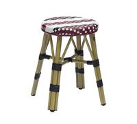 METRO Professional Tabouret Bas Pigalle, empilable, Aluminium/rotin PE, Ø 45 x 47 cm, Rouge