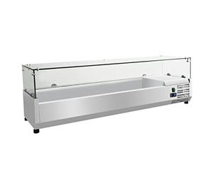 METRO Professional Vitrine réfrigérée à poser GHS1150, verre/acier inoxydable, 150.5 x 46 x 39.5 cm, 53 L, froid ventilé, 180 W, argenté