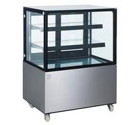 METRO Professional Vitrine réfrigérée GCV1600, inox/verre, 81 x 59.5 x 68.5 cm, 130 L, Réfrigération ventilée, 200 W, étagères réglables, noir