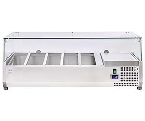 METRO Professional Vitrine réfrigérée GHS1120, verre/inox, 120,5 x 46 x 39,5 cm, 40 l, froid ventilé, 180 W, argenté