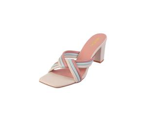 Metro Sandales tendance à talon bloc pour femme, beige, 6 UK (39 EU)