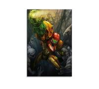 Metroid Classic Sci - Fi Game Samus Aran Bataille avec des créatures extraterrestres terrifiantes - Poster décoratif sur toile - Affiches murales modernes pour chambre à coucher - 40,6 x 61 cm