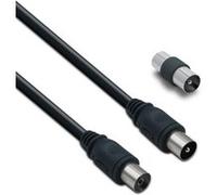 Câble TV coaxial 9,52 mm mâle/fem.+adaptateur mâle/mâle 2 m - noir