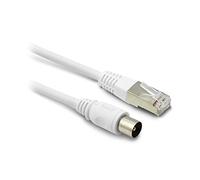 METRONIC 395285 Câble RJ45 / TV coaxial 9,52mm Prise Mâle/Male pour réception Television, TNT, Satellite, Décodeur, Antenne - Fil 2 mètres blindé à contact dorés - Blanc