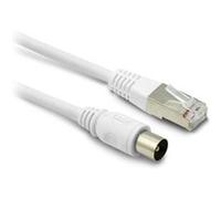 Câble TV coaxial et Ethernet mâle/mâle RJ45 - 2 m - blanc