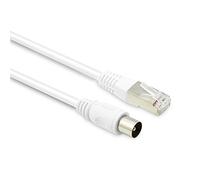 Câble TV coaxial 9,52 mm mâle/RJ45 mâle 5 m - blanc