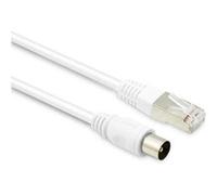 Câble TV coaxial 9,52 mm mâle/RJ45 mâle 5 m - blanc