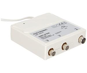 Metronic 432176 - Amplificateur intérieur avec réglage du gain FM-UHF, gain réglable jusqu'à 30 dB, protection 4G, prises TV, diamètre 9,52 mm, couleur : blanc