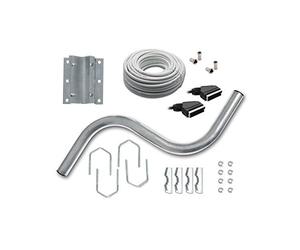 Métronic 450371 FX 1 Support antenne bras en S + 2 fiches F, 1 péritel, 20m de câble