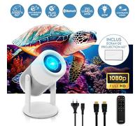 METRONIC 475351 Vidéoprojecteur Portable connecté WiFi Bluetooth Haut-Parleur Intégrés pour Jeux Vidéo, Films, Présentation - Puissant Projection jusqu'à 5m avec Télécommande - Blanc