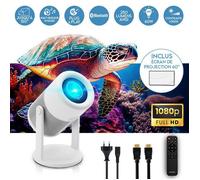 METRONIC 475351 Vidéoprojecteur Portable connecté WiFi Bluetooth Haut-Parleur Intégrés pour Jeux Vidéo, Films, Présentation - Puissant Projection jusqu'à 5m avec Télécommande - Blanc