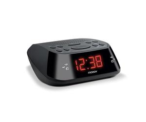 METRONIC 477003 Radio-Réveil FM Double Alarme (Programmable Radio FM ou Buzzer) avec Grand Ecran Affichage Rouge, Fonction Snooze, Alimentation Secteur + Sauvegarde Piles, Simple d'Utilisation - Noir