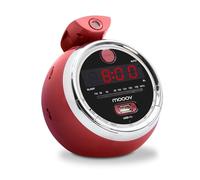 Metronic 477024 Radio Réveil FM Cherry - USB Projection Plafond Double Alarme Matin Avec Fonctions Sleep/snooze Et Piles De Sauvegarde De L'heure - Rouge
