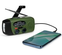 Metronic 477216 Petite Radio FM Solaire Portable Chargement 2000mAh Dynamo - Poste avec Bouton SOS Alarme Urgence - Fonction Torche Eclairage LED pour Camping, Bivouac- Vert