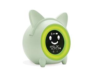 METRONIC 477346 Reveil Enfant Educatif avec Veilleuse Indicateur Jour/Nuit - Horloge Digital - Affichage Temperature - 5 Sons d'Alarme pour Les Réveils du Matin - Vert