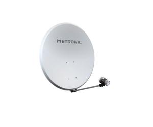 METRONIC 498250 Parabole Diamètre 80 cm avec LNB universel pour Récception Satellite - Traitement Anti Corrosion - UHD 4K - Blanc