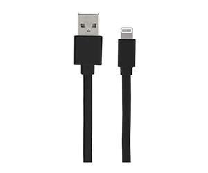 Metronic 732044 Câble Plat pour Iphone et Ipad Data et Charge 1 M Noir