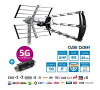 Metronic Antenne d'extérieur 415054 Trinappe 26 dB – Filtre 5G 694 MHz – TNT DVB‑T/T2 – Gris