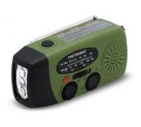 Metronic 477216 Petite Radio FM Solaire Portable Chargement 2000mAh Dynamo - Poste avec Bouton SOS Alarme Urgence - Fonction Torche Eclairage LED pour Camping, Bivouac- Vert