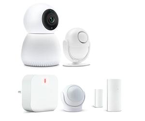 Metronic Kit sécurité Alarme Maison avec caméra rotative 360° (5 pièces) Blanc 495750